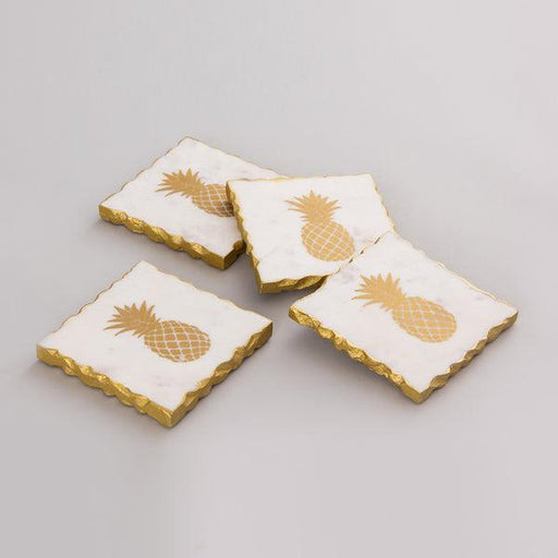 Buy Coaster - Screen Printed White Marble Square Coasters For Kitchen & Dining by Indecrafts on IKIRU online store