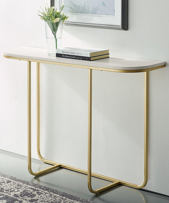 Buy Console Table - Gold Rectangular Metal & Marble Top Modern Console Table | Side Table For Living Room by Handicrafts Town on IKIRU online store