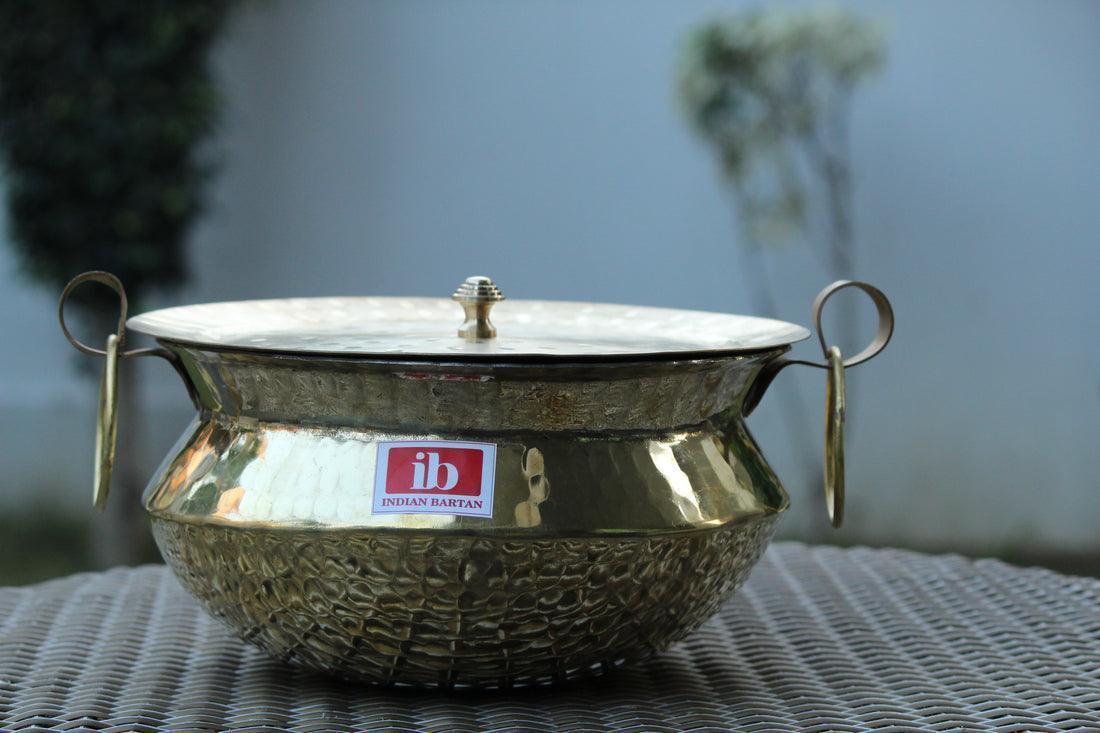 Buy Cookware - Brass Golden Handi With Lid | Sipri & Degh Bartan For Cooking by Indian Bartan on IKIRU online store