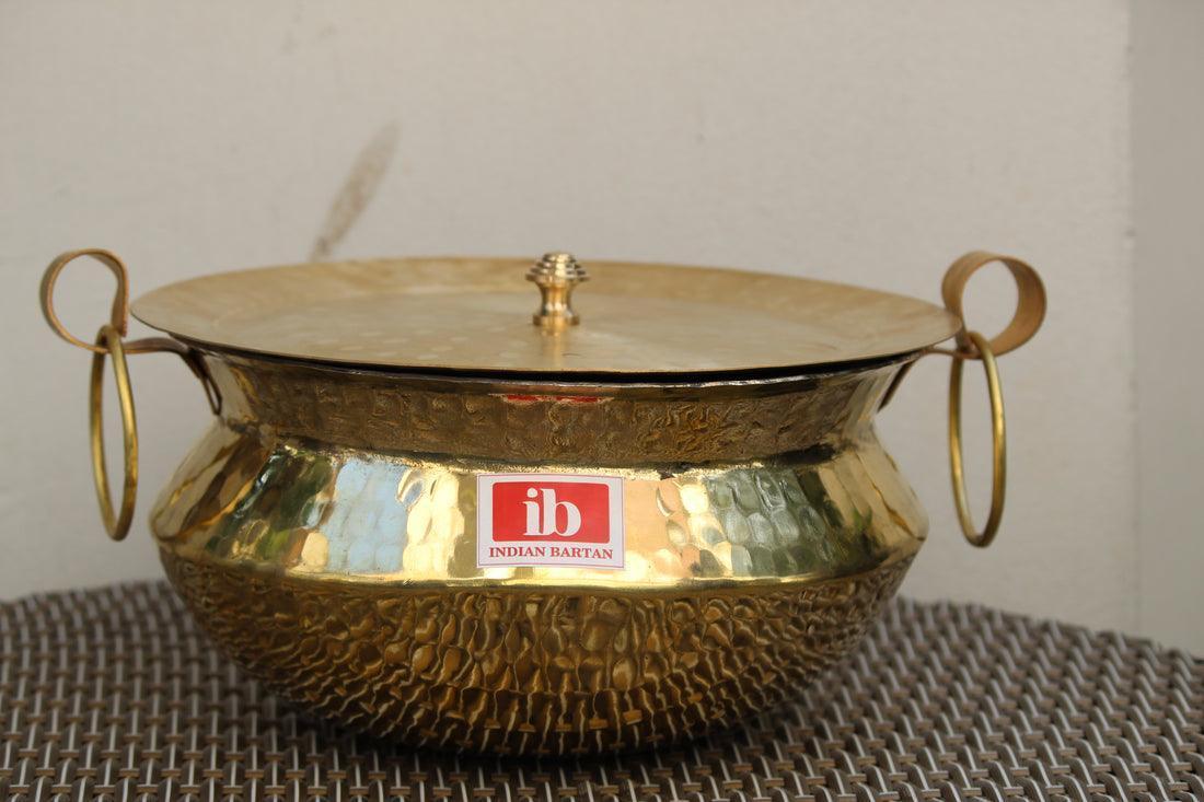 Buy Cookware - Brass Golden Handi With Lid | Sipri & Degh Bartan For Cooking by Indian Bartan on IKIRU online store