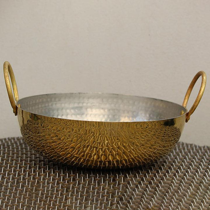 Buy Cookware - Brass Kadhai With Lid | Golden Cookware For Kitchen Utensils & Dining by Indian Bartan on IKIRU online store