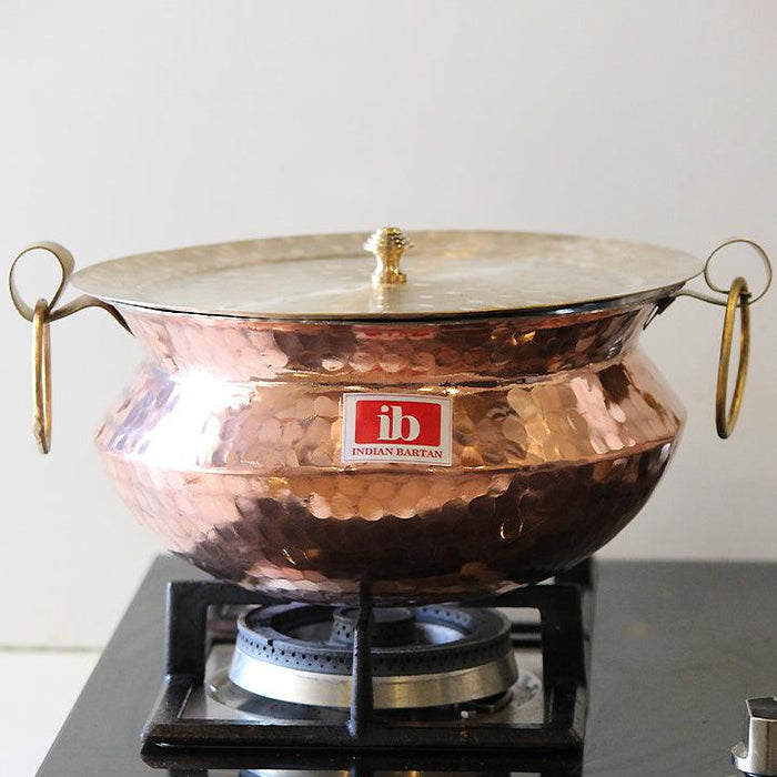 Buy Cookware - Copper Brown Handi With Lid | Traditional Sipri & Degh Bartan by Indian Bartan on IKIRU online store