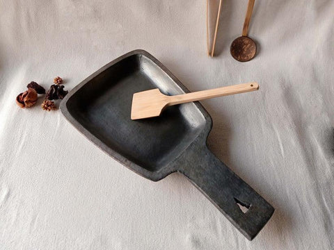 Longpi Black Pottery Skillet Trapezium | Frying Pan