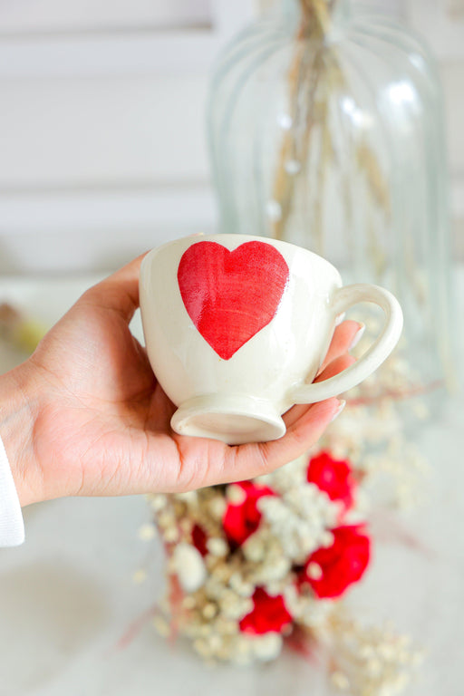 Buy Cups & Mugs - Beautiful Ceramic Heart Coffee Mugs Set Of 2 | White Tea Cups Set For Decor & Gifting by Arte Casa on IKIRU online store