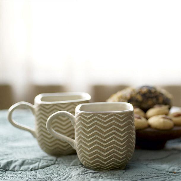 Buy Cups & Mugs - Bhor Chevron Coffee Mug Set of 2 | Tea Mug For Kitchen by Courtyard on IKIRU online store