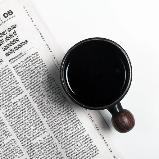 Buy Cups & Mugs - Black Ball Mug for Kitchen | Coffee Cup with Wooden Ball by Objectry on IKIRU online store