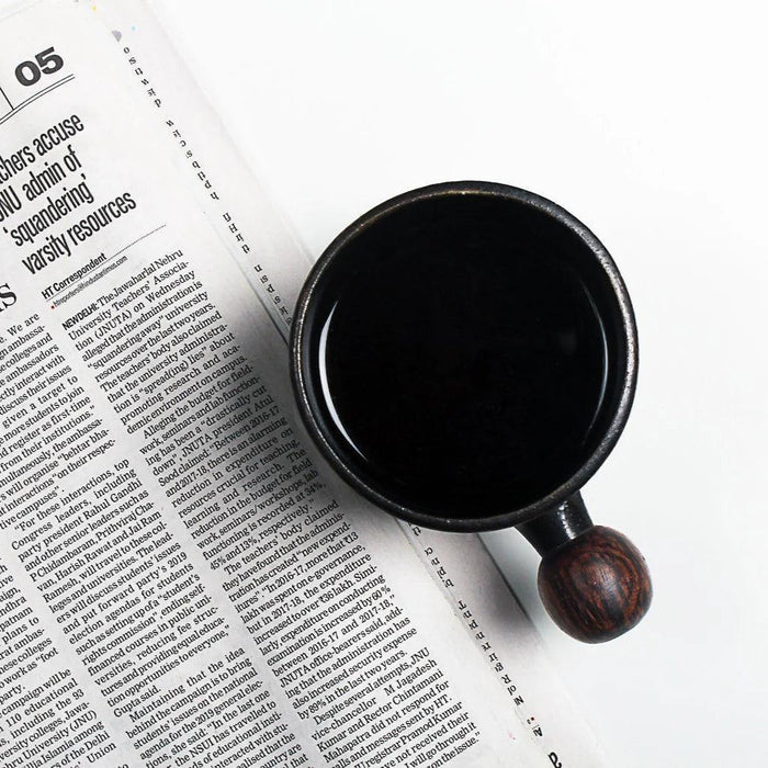 Buy Cups & Mugs - Black Ball Mug for Kitchen | Coffee Cup with Wooden Ball by Objectry on IKIRU online store