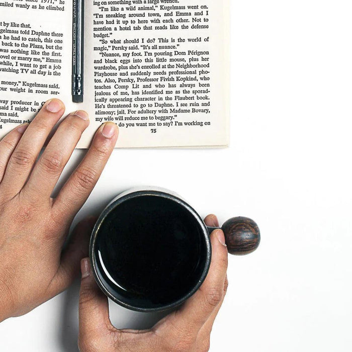 Buy Cups & Mugs - Black Ball Mug for Kitchen | Coffee Cup with Wooden Ball by Objectry on IKIRU online store