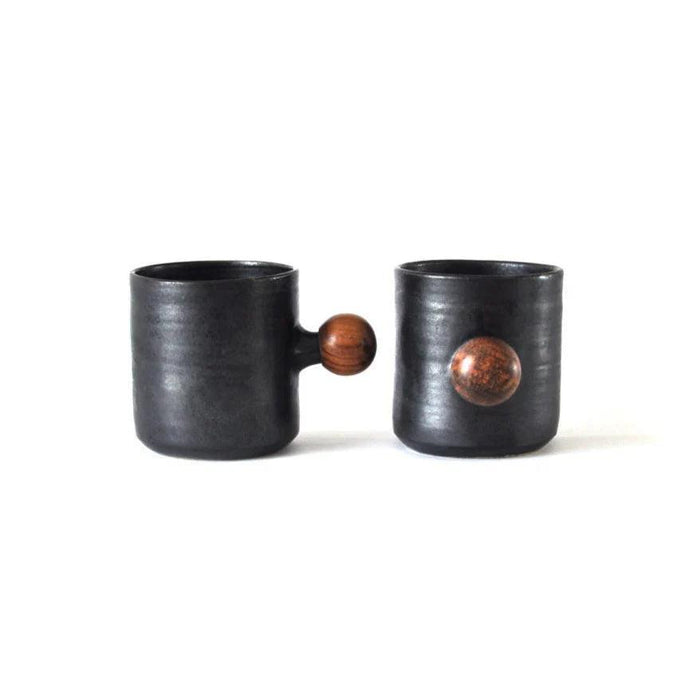 Buy Cups & Mugs - Black Ball Mug for Kitchen | Coffee Cup with Wooden Ball by Objectry on IKIRU online store