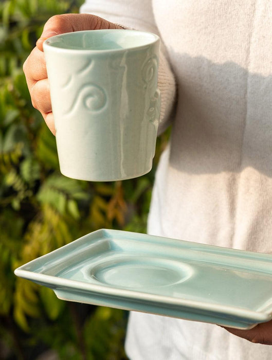 Buy Cups & Mugs - Breeze Tea Mug Plate Set for Dining | Platters Tray & Coffee Cup by The Table Fable on IKIRU online store