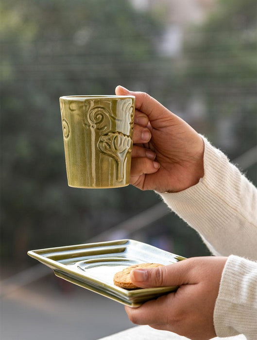 Buy Cups & Mugs - Breeze Tea Mug Plate Set for Dining | Platters Tray & Coffee Cup by The Table Fable on IKIRU online store