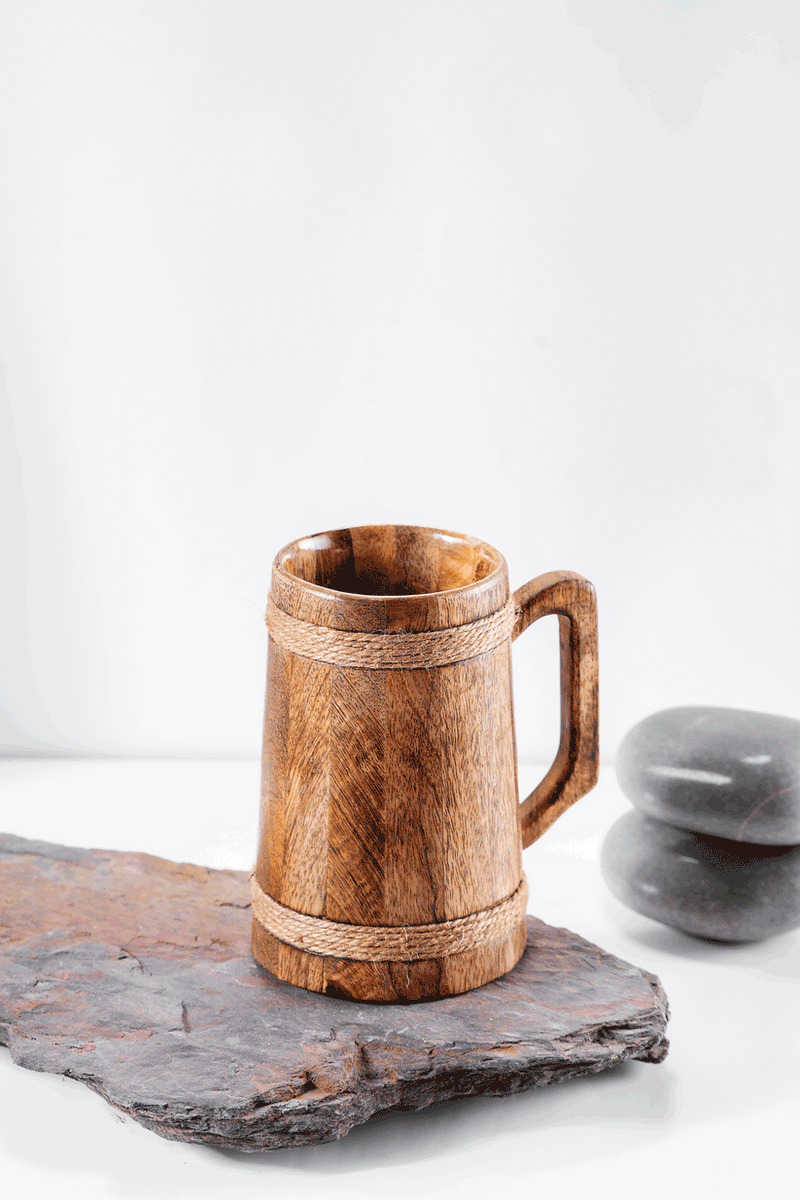 Bulbul Brown Wooden Beer Mug | Stylish Barware & Drinkware