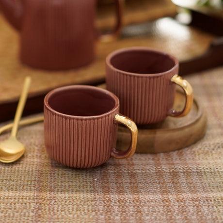 Buy Cups & Mugs - Cheapora Hand Cast Ceramic Tea & Coffee Cups Set Of 2 For Kitchenware And Gifting by Courtyard on IKIRU online store