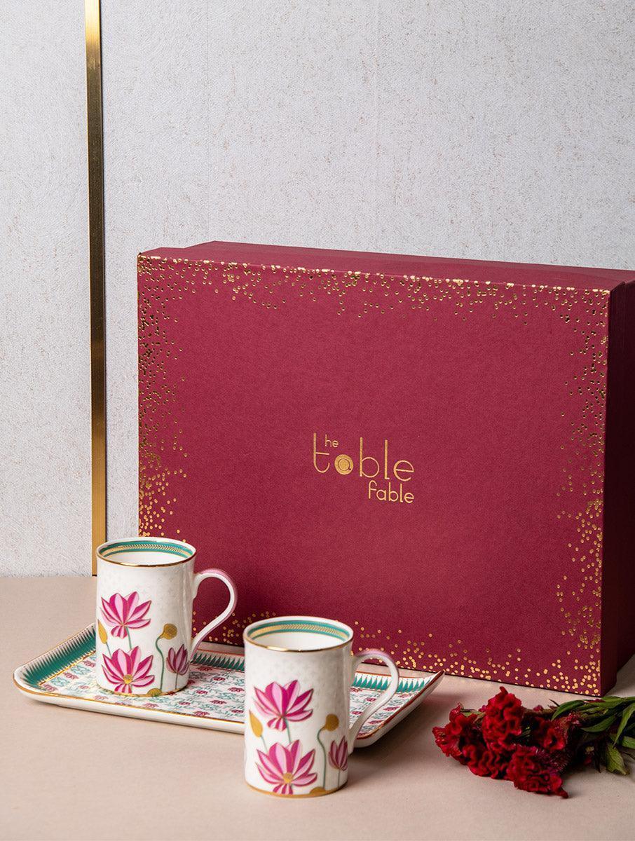 Buy Cups & Mugs - Kanwal Gift Set Platter & 2 Mugs | Serving Tray & Cups by The Table Fable on IKIRU online store