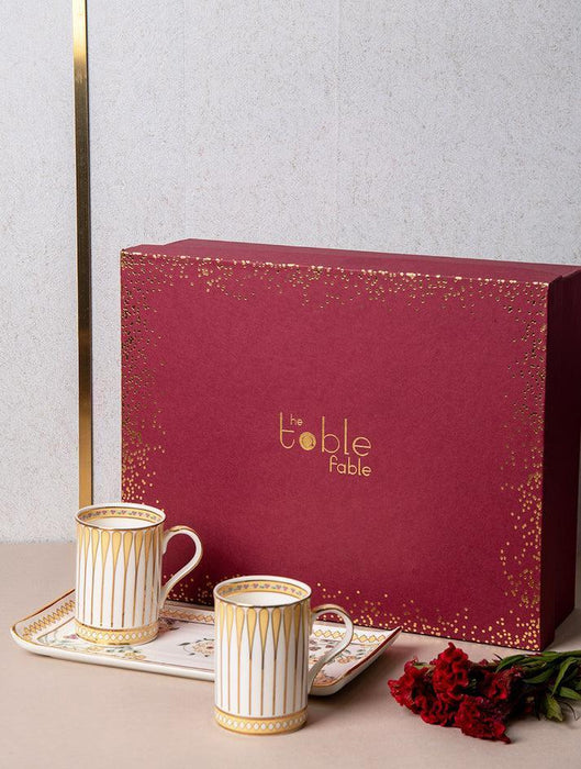 Buy Cups & Mugs - Phul Bari Gift Set - Platter & 2 Mugs by The Table Fable on IKIRU online store