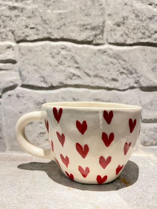 Buy Cups & Mugs - Red & White Ceramic Heart Tea and Coffee Cup For Kitchen & Dining by Ceramic Kitchen on IKIRU online store