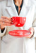 Buy Cups & Mugs - Red Ceramic Heart Tea & Coffee Cup Saucer Set For Kitchen & Dining by Arte Casa on IKIRU online store