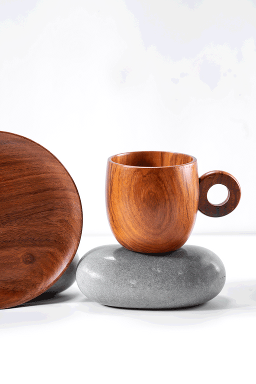 Buy Cups & Mugs - Shikora Sheesham Wooden Cup Saucer And Spoon Set For Kitchenware & Gifting by Araana Home on IKIRU online store