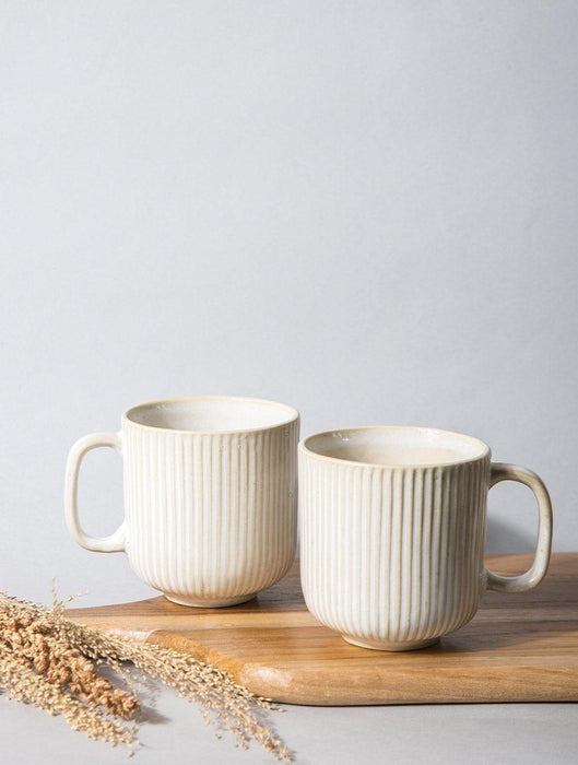 Buy Cups & Mugs - Striped Ivory Mug - Set of 2 by The Table Fable on IKIRU online store