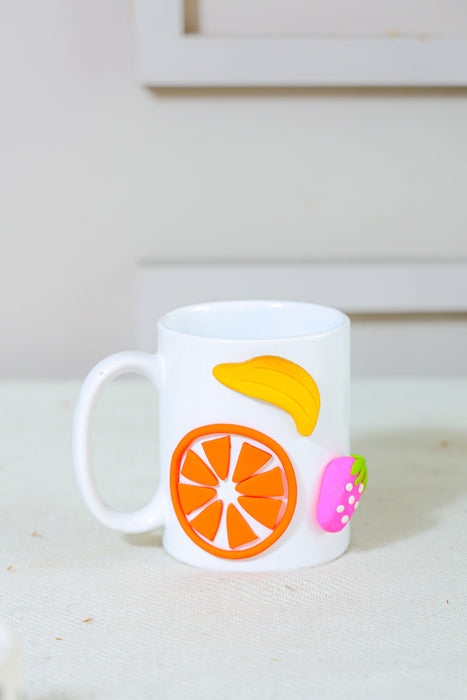 Buy Cups & Mugs - Stylish Ceramic Fruit Design Mug | Decorative White Cup For Serving & Gifting by Arte Casa on IKIRU online store