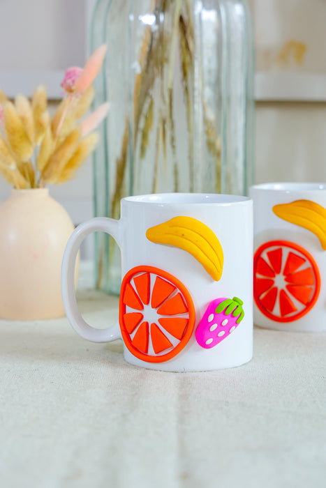 Buy Cups & Mugs - Stylish Ceramic Fruit Design Mug | Decorative White Cup For Serving & Gifting by Arte Casa on IKIRU online store