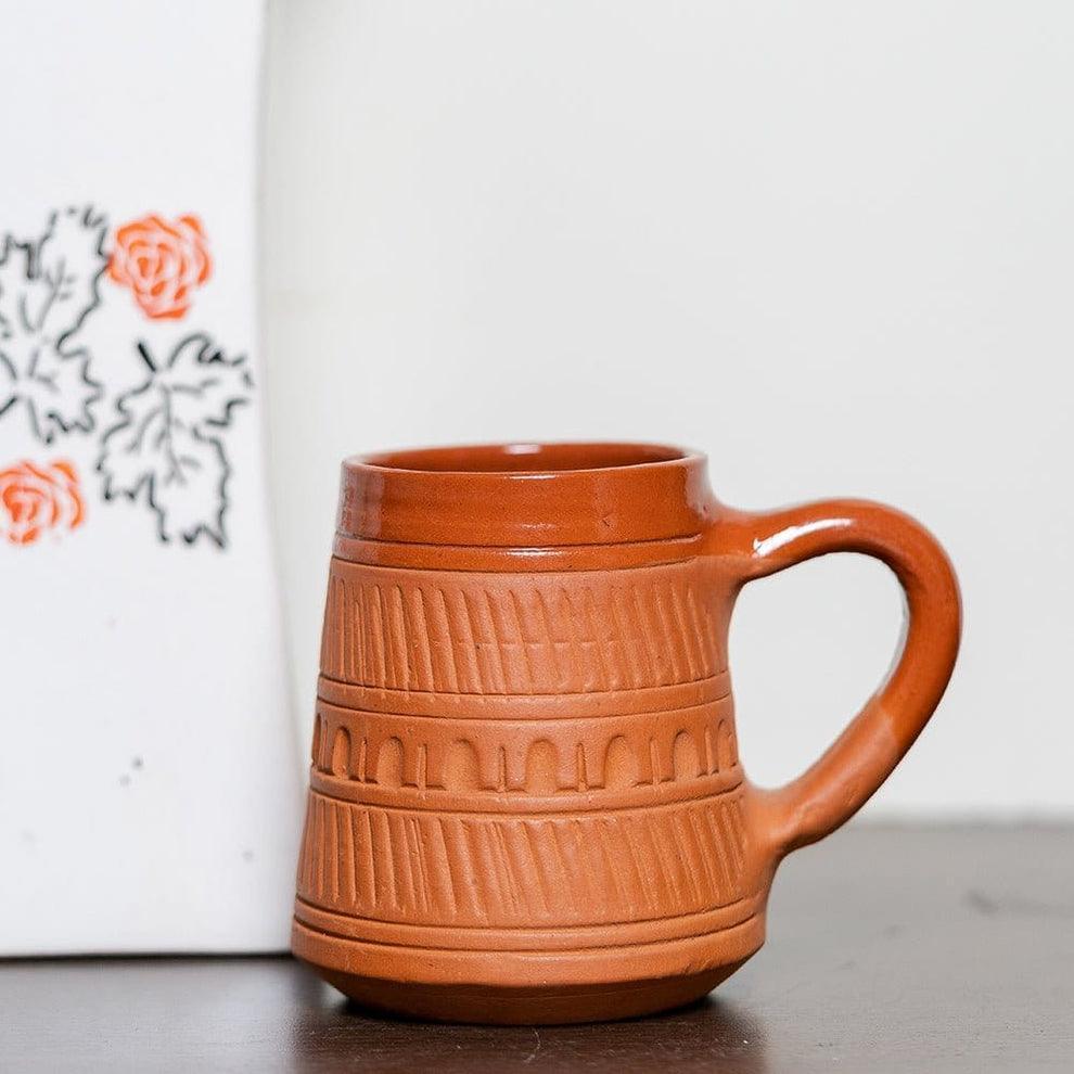Buy Cups & Mugs - Terracotta Tea Cup Brown Curved | Eco-friendly Coffee Mug For Serving by Sowpeace on IKIRU online store