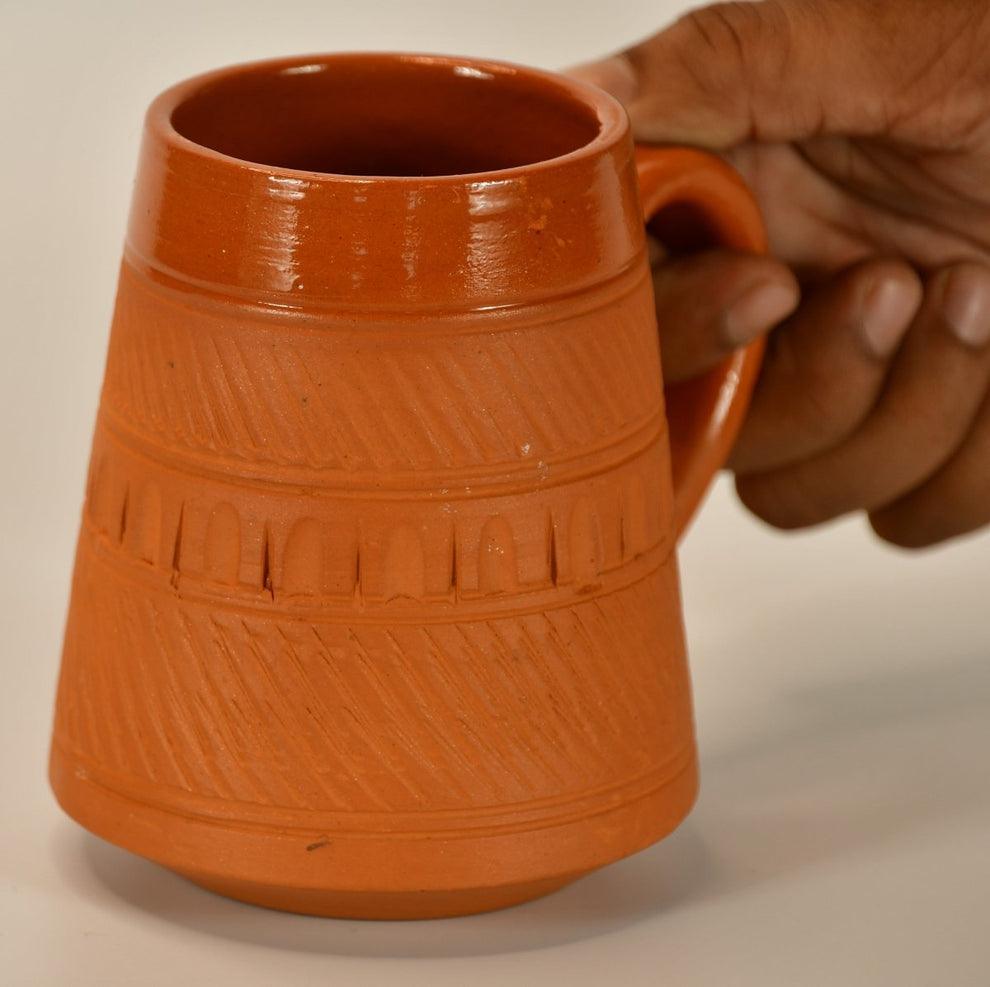 Buy Cups & Mugs - Terracotta Tea Cup Brown Curved | Eco-friendly Coffee Mug For Serving by Sowpeace on IKIRU online store