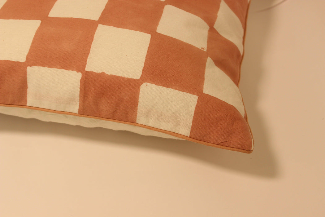 Buy Cushion cover - Checkered Block Printed Cotton Cushion Cover by Kaha'ni Living on IKIRU online store