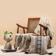 Buy Cushion cover - Off White Cotton Tribal Motif Square Cushion Cover For Living Room & Bedroom by Muun Home on IKIRU online store