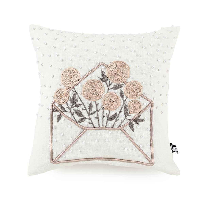 Buy Cushion cover - Rohesia Beautiful Natural Slub Embroidery Cushion Cover For Home & Party Decor by Home4U on IKIRU online store