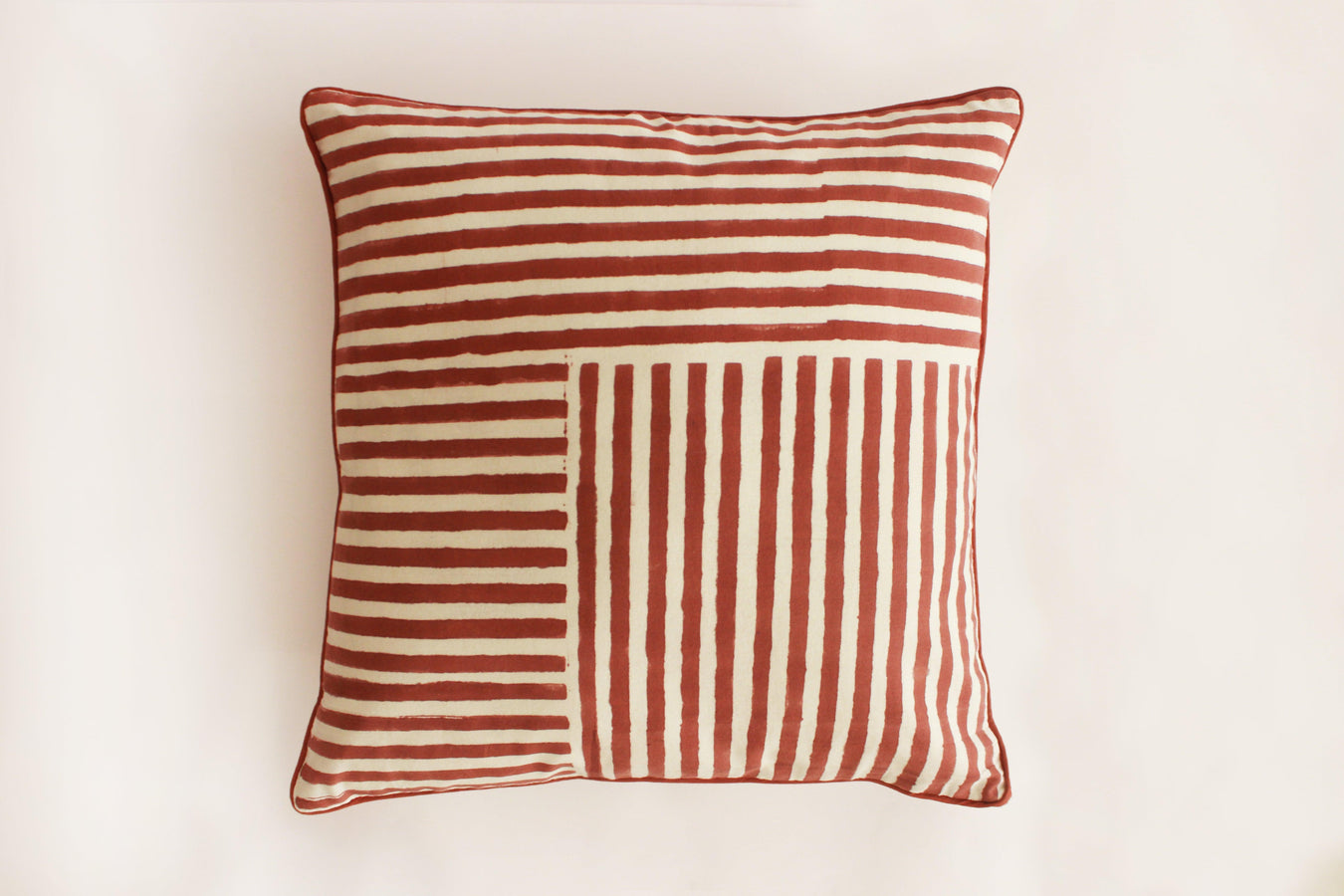 Buy Cushion cover - Stripes Block Printed Cotton Cushion Cover by Kaha'ni Living on IKIRU online store