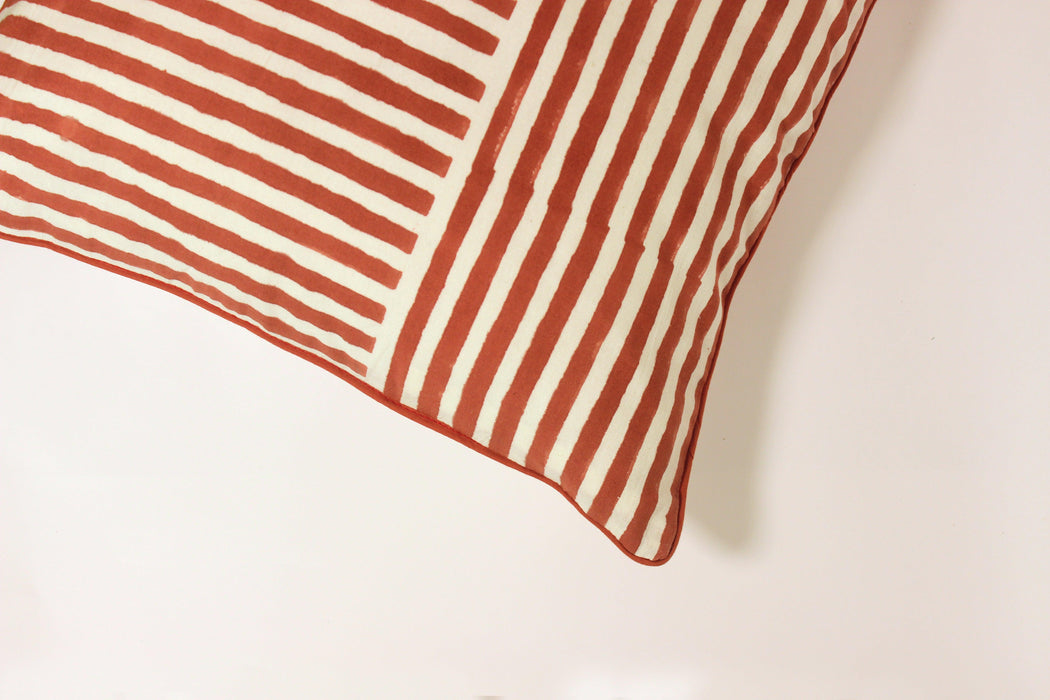 Buy Cushion cover - Stripes Block Printed Cotton Cushion Cover by Kaha'ni Living on IKIRU online store