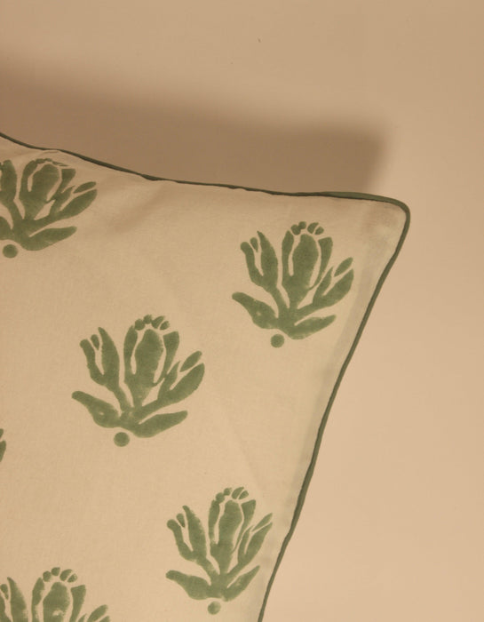 Buy Cushion cover - Wildflower Block Printed Cotton Cushion Cover by Kaha'ni Living on IKIRU online store