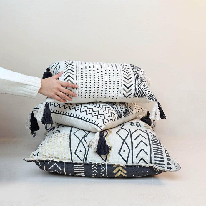 Buy Cushion - Off White Cotton Tribal Motif lumbar Rectangular Cushion Cover For Living Room & Bedroom by Muun Home on IKIRU online store