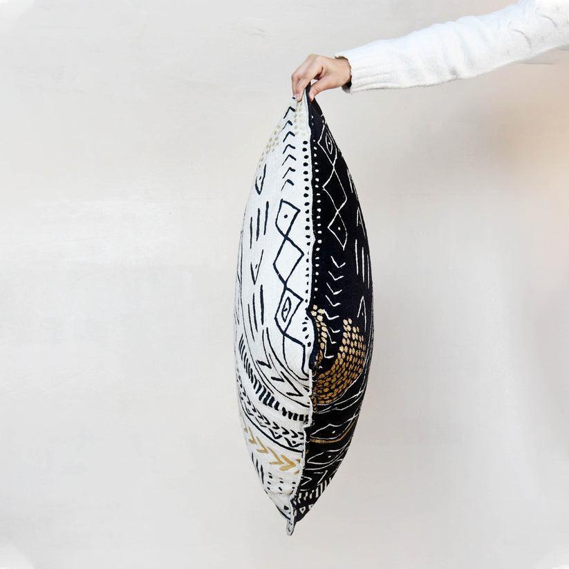 Buy Cushion - Off White Cotton Tribal Motif Reversible Filled Floor Cushion For Living Room & Bedroom by Muun Home on IKIRU online store