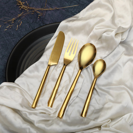 Buy Cutlery - Ava Luxe Modern Gold Fork & Spoons Cutlery Set Of 4 For Home & Restaurant by De Maison Decor on IKIRU online store