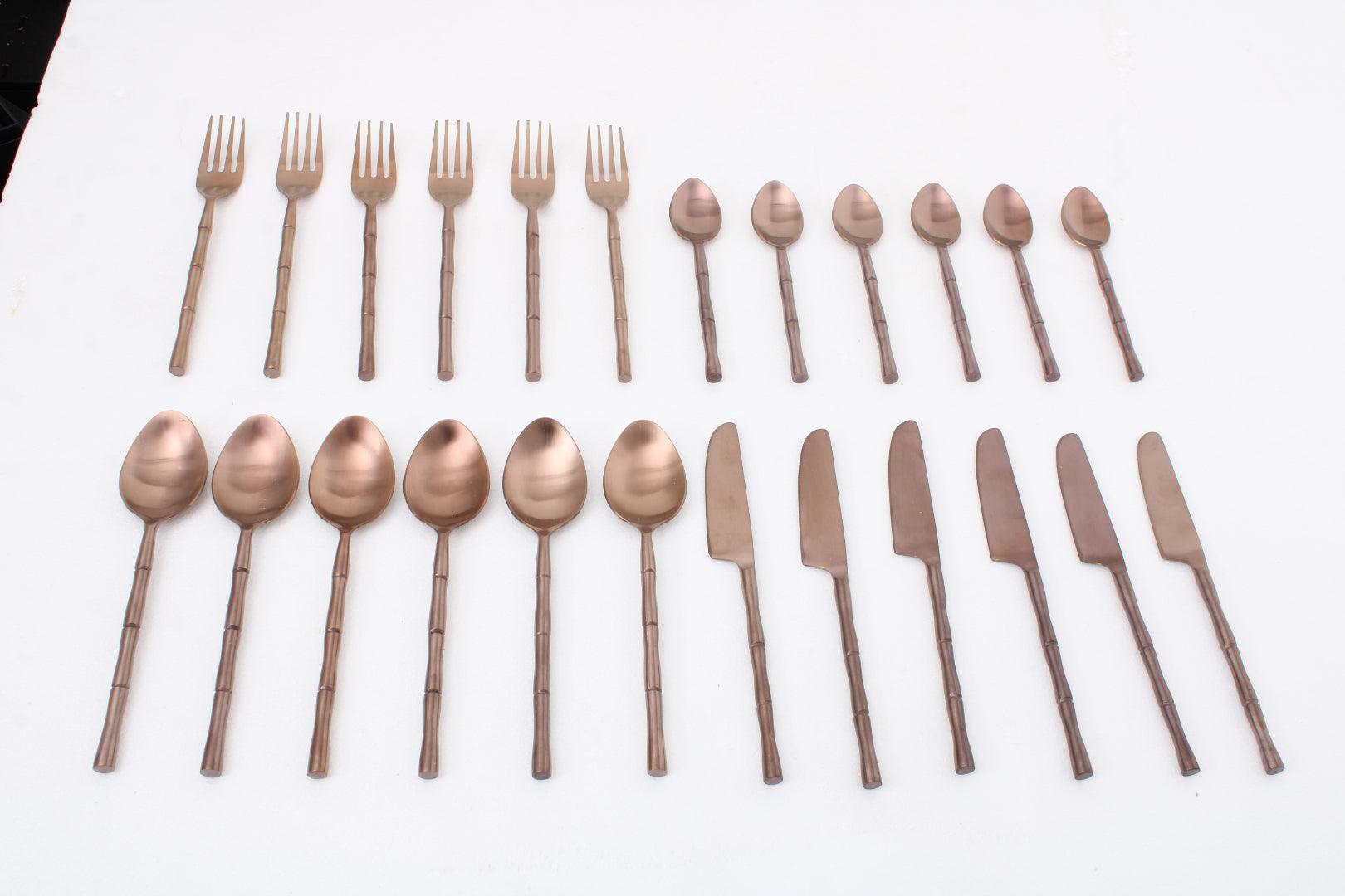 Buy Cutlery - Bamboo Elegance Cutlery Set of 24 for Kitchen | Spoon Fork Set by De Maison Decor on IKIRU online store