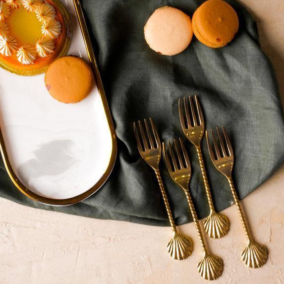 Buy Cutlery - Brass Cutlery for Serveware | Spoon & Fork Set for Dining Table | Tableware by ISAAKA on IKIRU online store