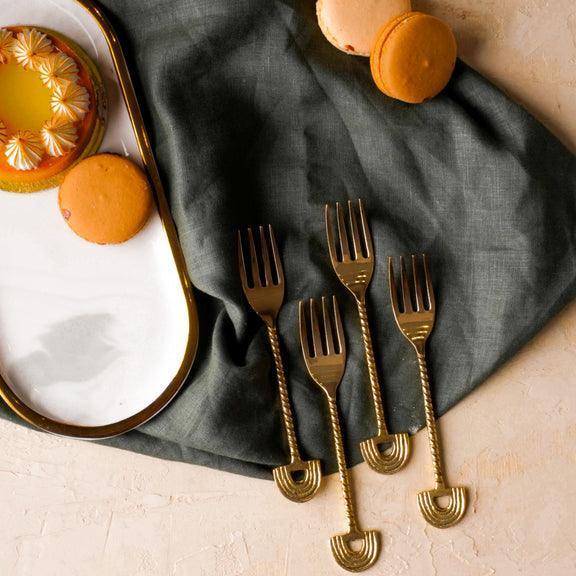 Buy Cutlery - Brass Cutlery for Serveware | Spoon & Fork Set for Dining Table | Tableware by ISAAKA on IKIRU online store