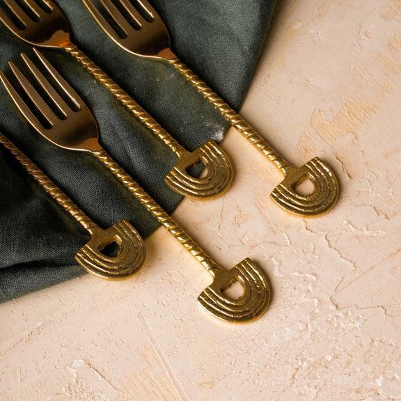 Buy Cutlery - Brass Cutlery for Serveware | Spoon & Fork Set for Dining Table | Tableware by ISAAKA on IKIRU online store