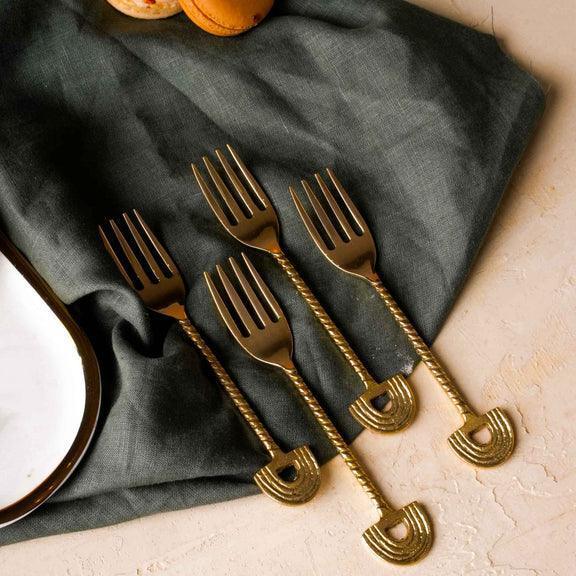 Buy Cutlery - Brass Cutlery for Serveware | Spoon & Fork Set for Dining Table | Tableware by ISAAKA on IKIRU online store