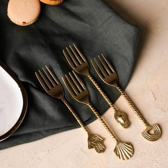 Buy Cutlery - Brass Cutlery for Serveware | Spoon & Fork Set for Dining Table | Tableware by ISAAKA on IKIRU online store