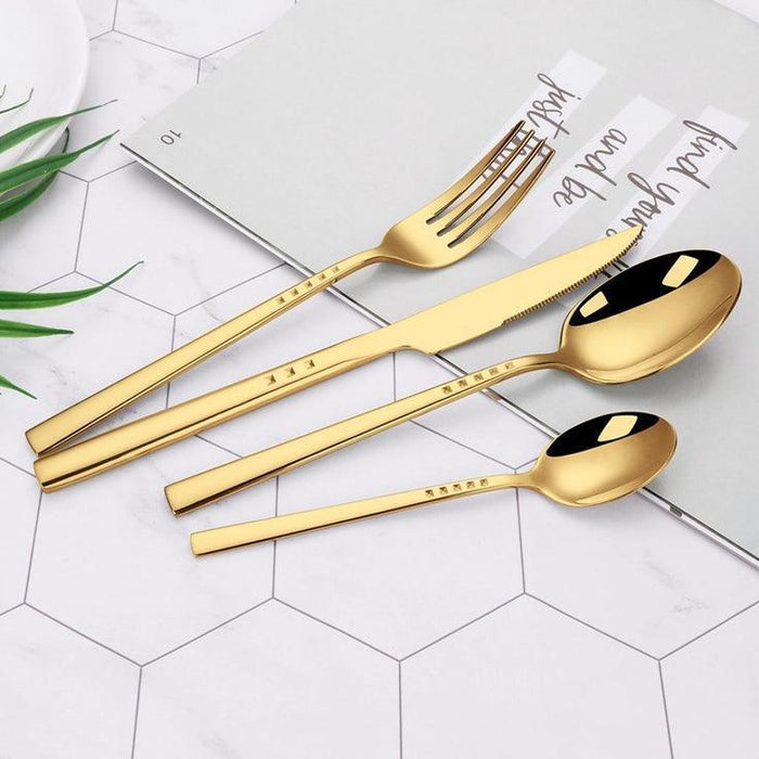 Buy Cutlery - Dot Cutlery Gold for Serveware I Spoon, Knife & Fork for Dining Table | Tableware by ISAAKA on IKIRU online store