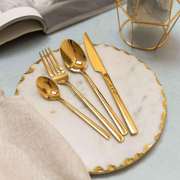 Buy Cutlery - Dot Cutlery Gold for Serveware I Spoon, Knife & Fork for Dining Table | Tableware by ISAAKA on IKIRU online store