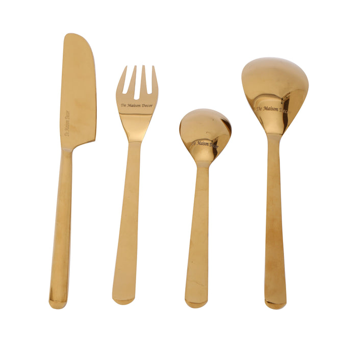 Buy Cutlery - Gold Ava Luxe Cutlery Set of 24 for Dining Table Decor by De Maison Decor on IKIRU online store