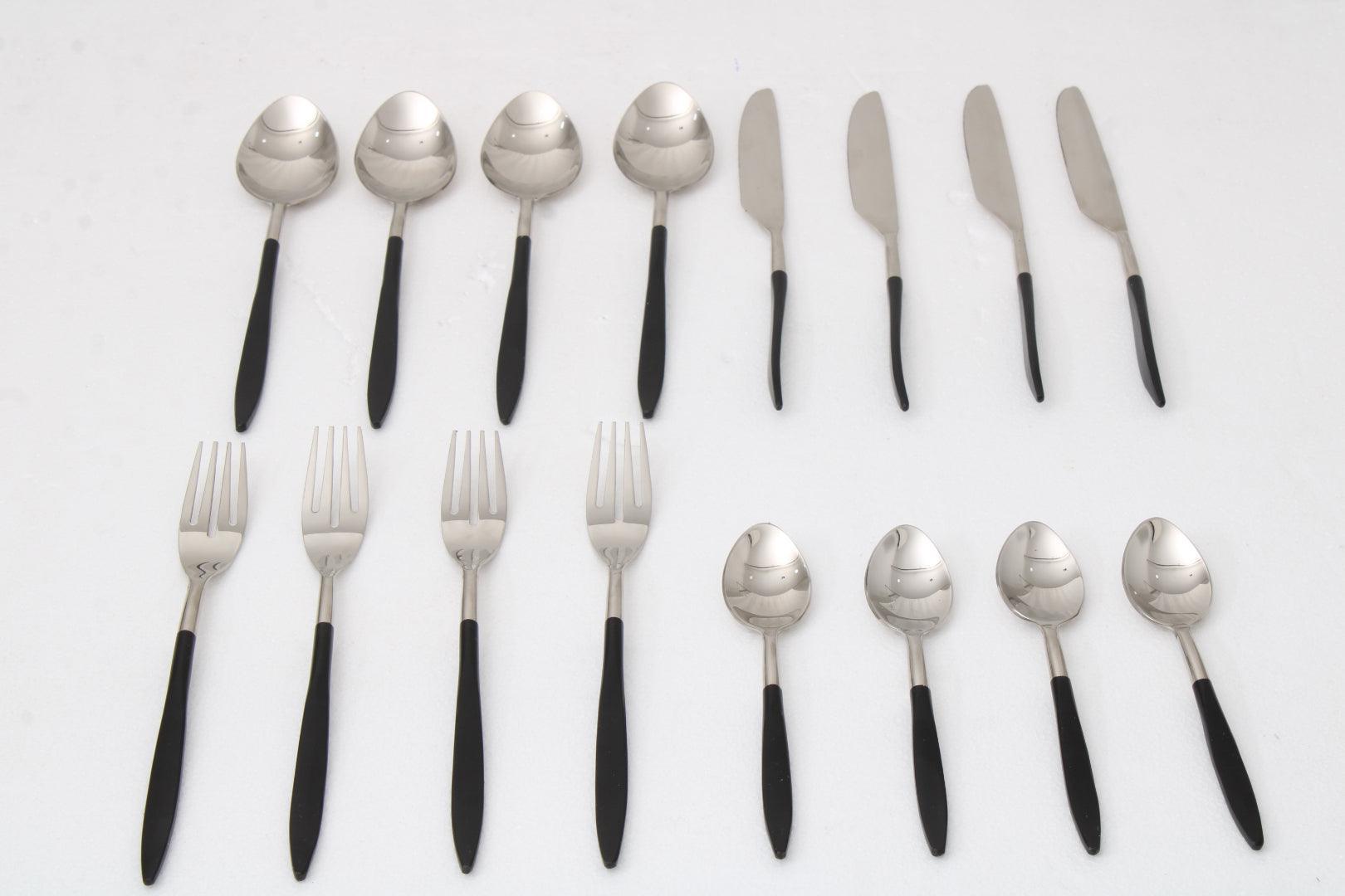 Buy Cutlery - Midnight Opulence Cutlery Set of 16 | Spoon, Fork & Knife for Kitchen by De Maison Decor on IKIRU online store