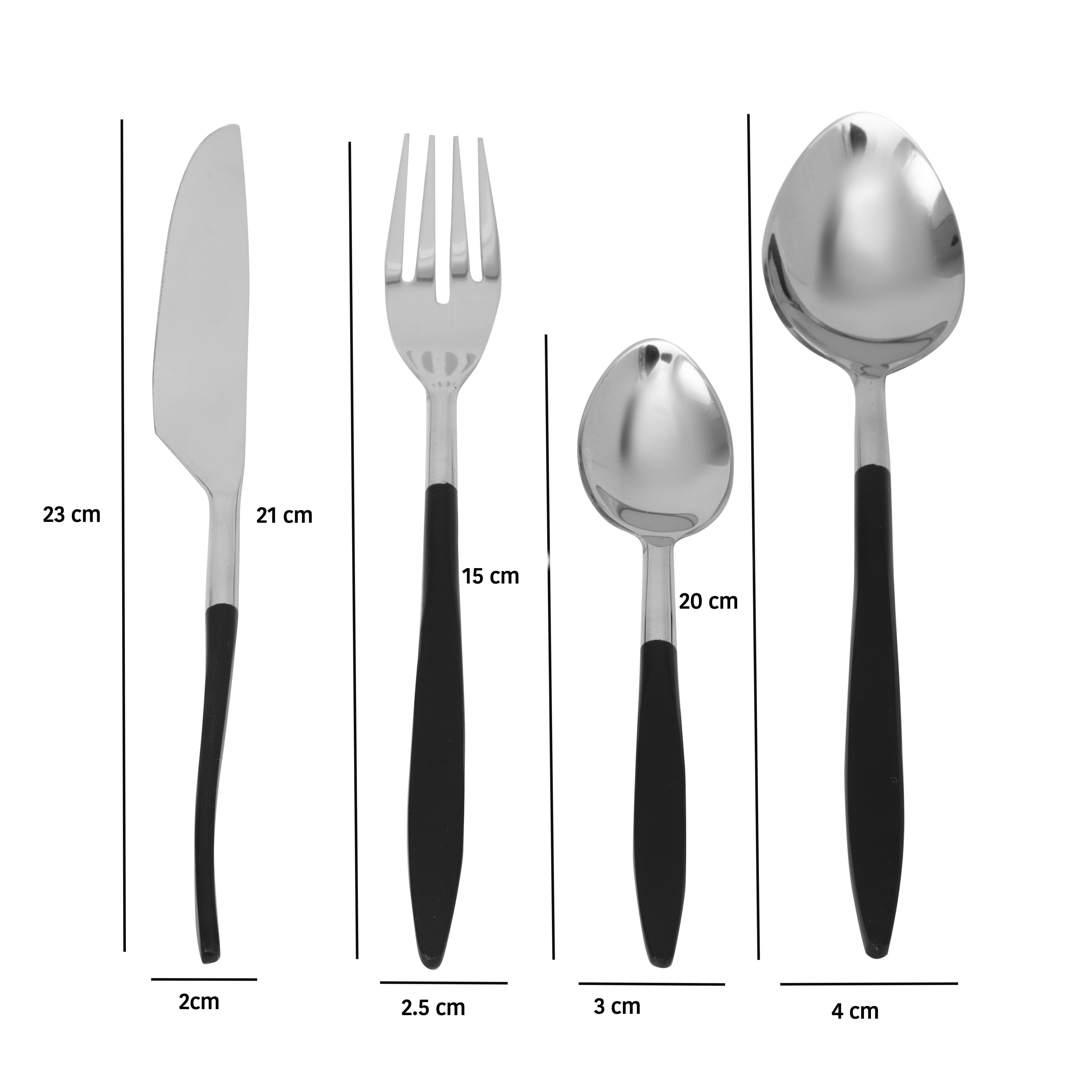 Buy Cutlery - Midnight Opulence Cutlery Set of 24 | Steel Spoon, Fork & Knife Set by De Maison Decor on IKIRU online store
