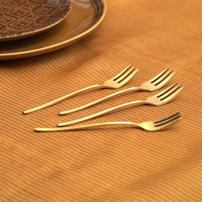Buy Cutlery - Mryda Brass Desert Fork Set Of 4 | Classy Cutlery For Home & Restaurant by Courtyard on IKIRU online store