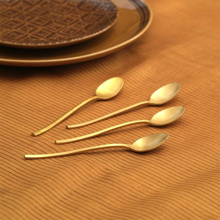 Buy Cutlery - Mryda Brass Desert Spoon Set Of 4 | Elegant Cutlery For Home & Restaurant by Courtyard on IKIRU online store