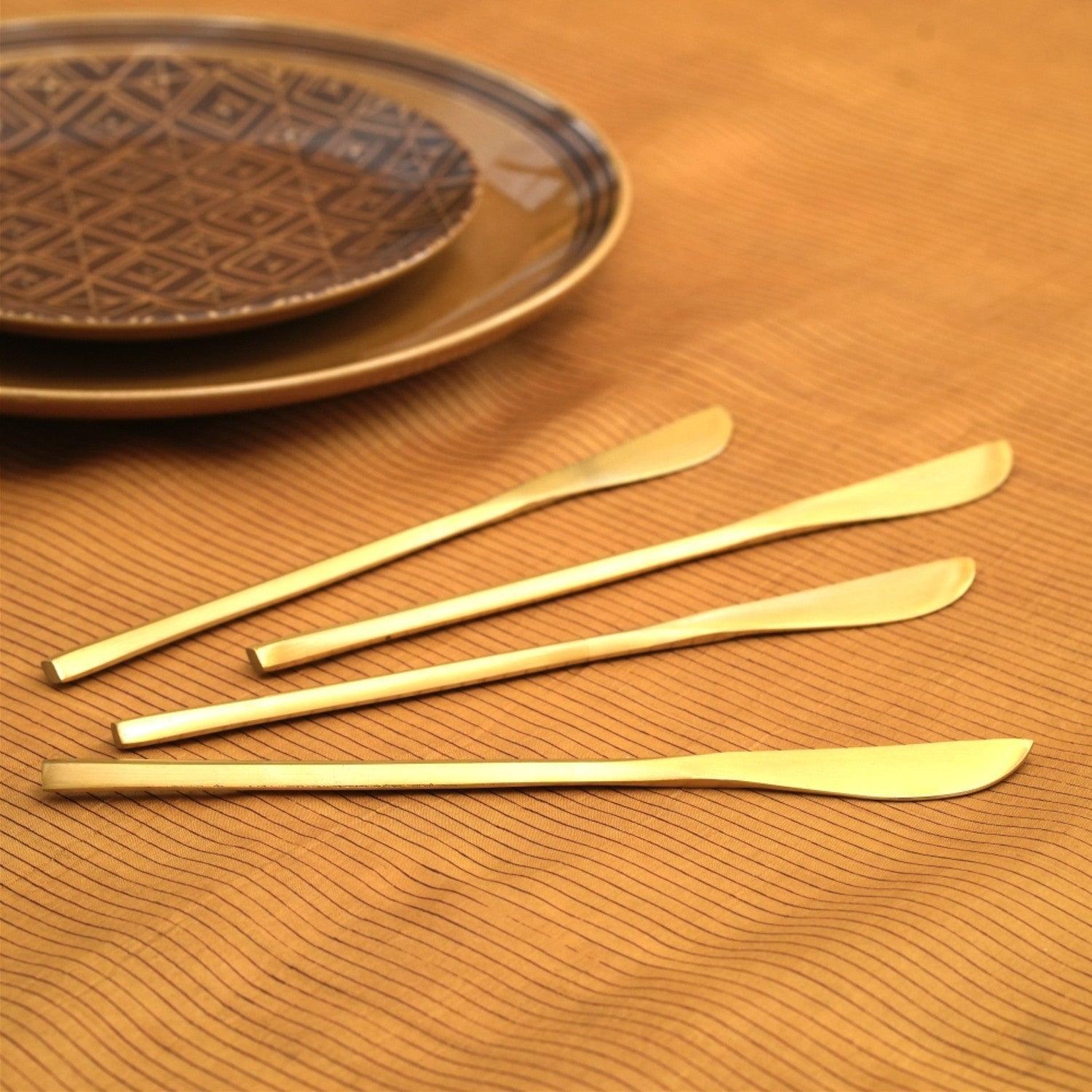 Buy Cutlery - Mryda Brass Table Knife Set Of 4 | Butter Knives Cutlery For Kitchen & Dining Table by Courtyard on IKIRU online store